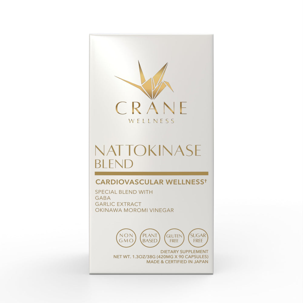 CRANE WELLNESS Nattokinase Blend bottle-front showcasing non-GMO formula for cardiovascular support