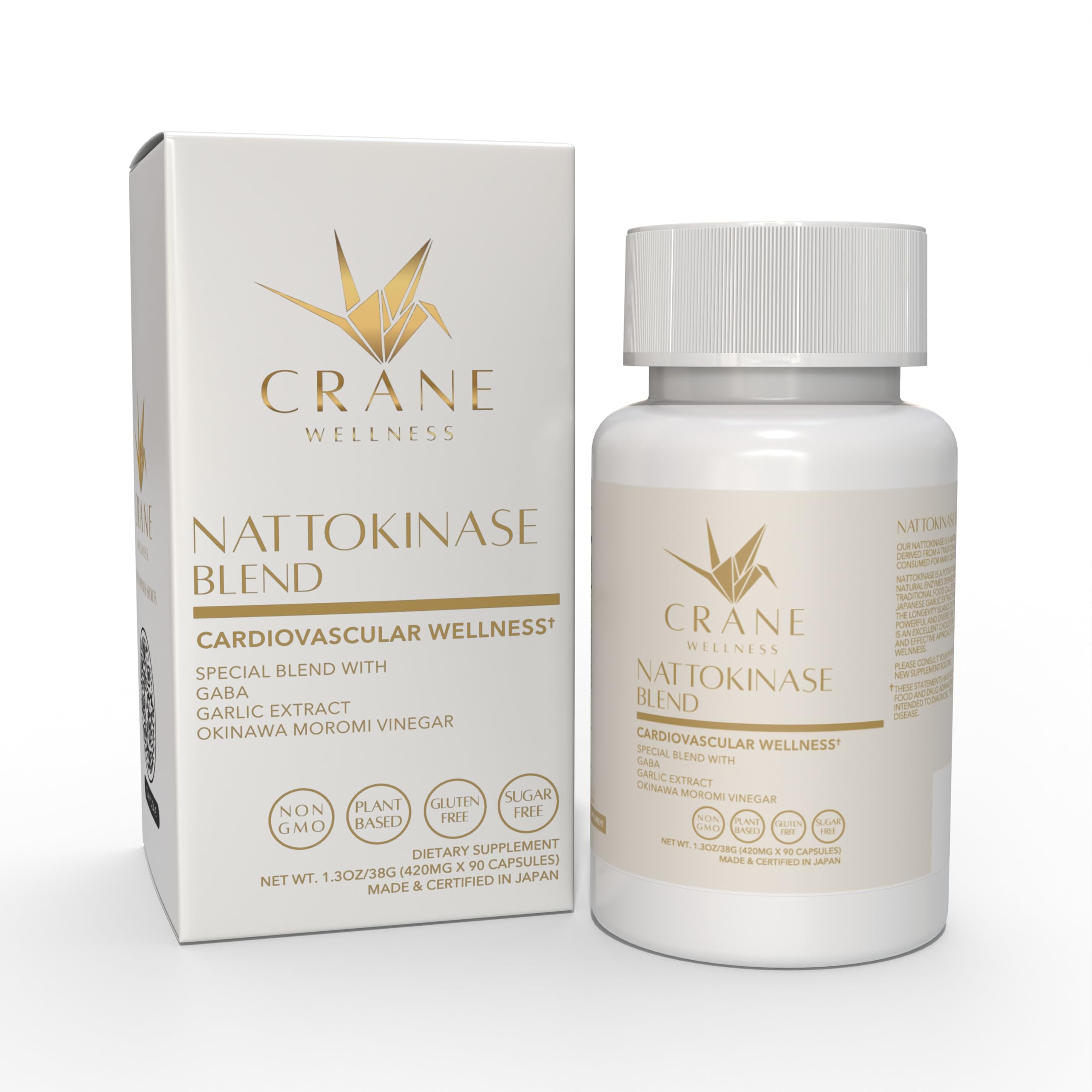 CRANE WELLNESS Nattokinase Blend capsules-closeup showing 2,000 FU per capsule