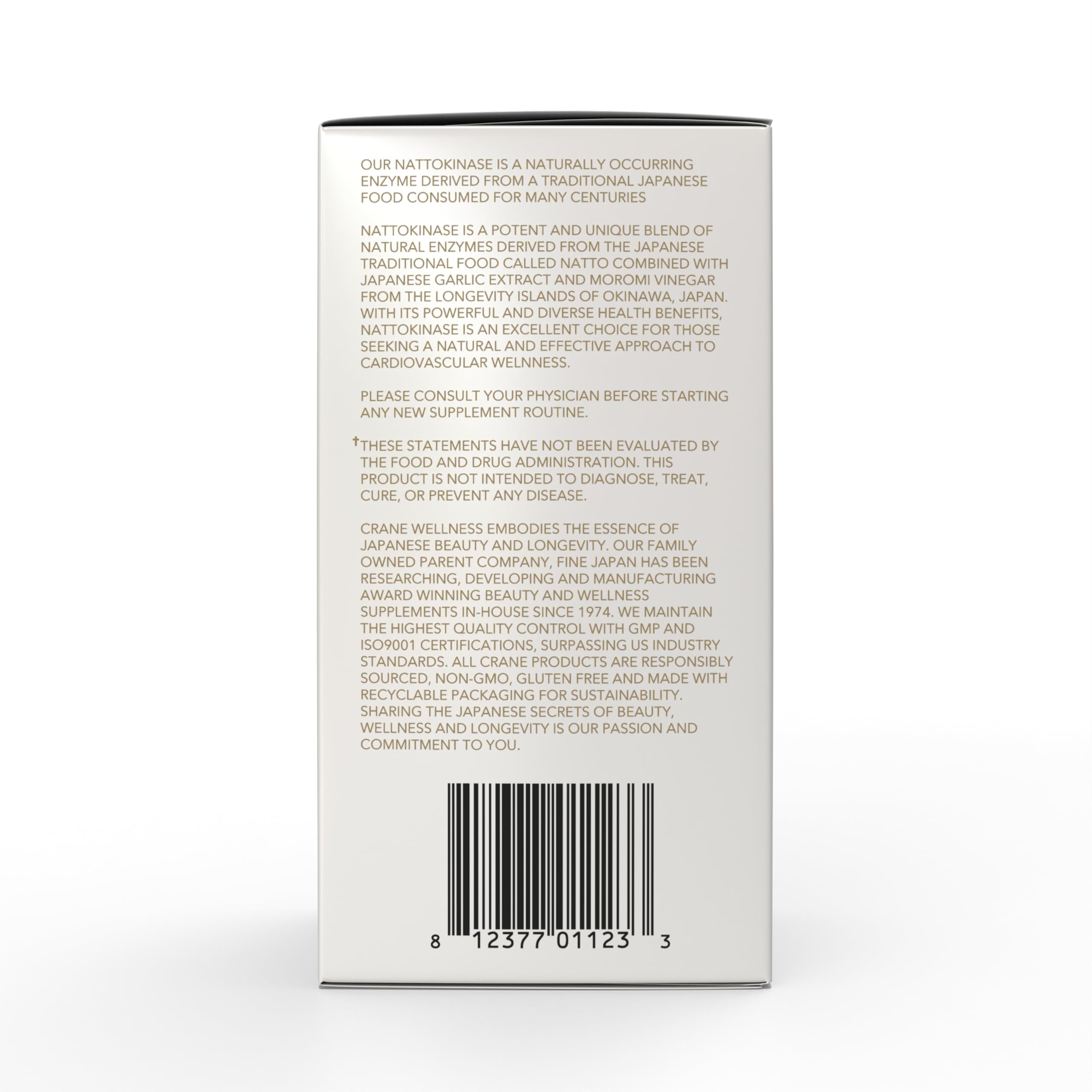 CRANE WELLNESS Nattokinase Blend packaging-display with complete bottle setup