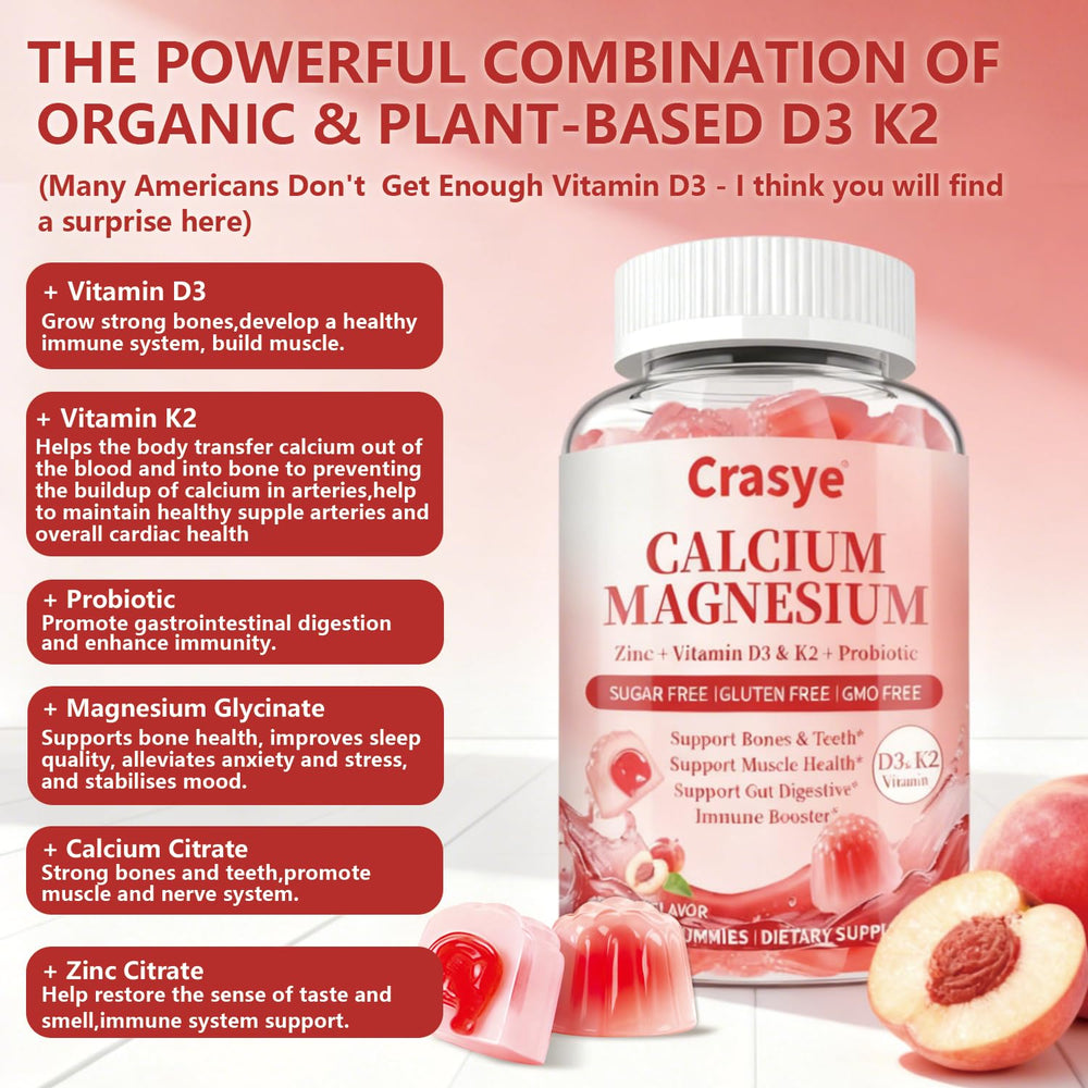 Gummies in a jar with probiotic note suggests digestive support.