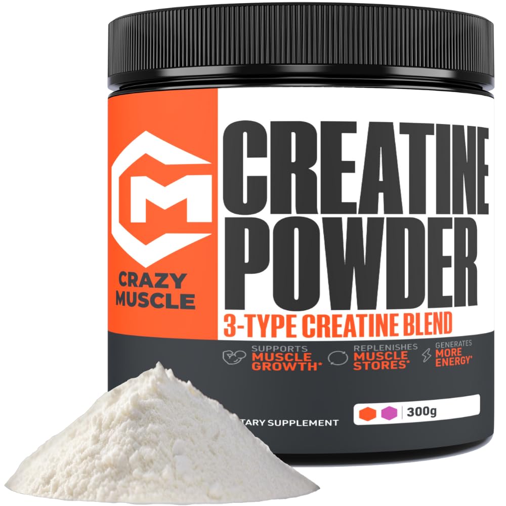 Crazy Muscle Creatine Monohydrate Powder 60-serving tub for daily training support
