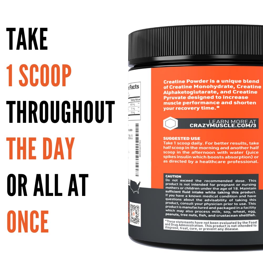 Crazy Muscle Creatine Monohydrate Powder unflavored and easy to blend