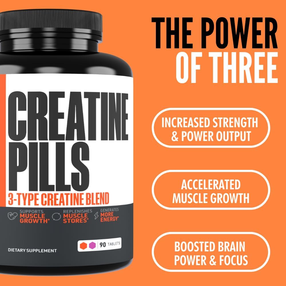 Crazy Muscle Creatine pills 30 servings label indicating keto-friendly and vegetarian formula.
