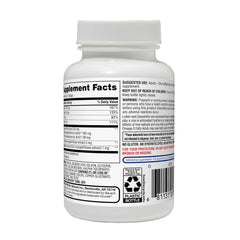 Close-up of label showing 50-count supply and vitamins for eye health.