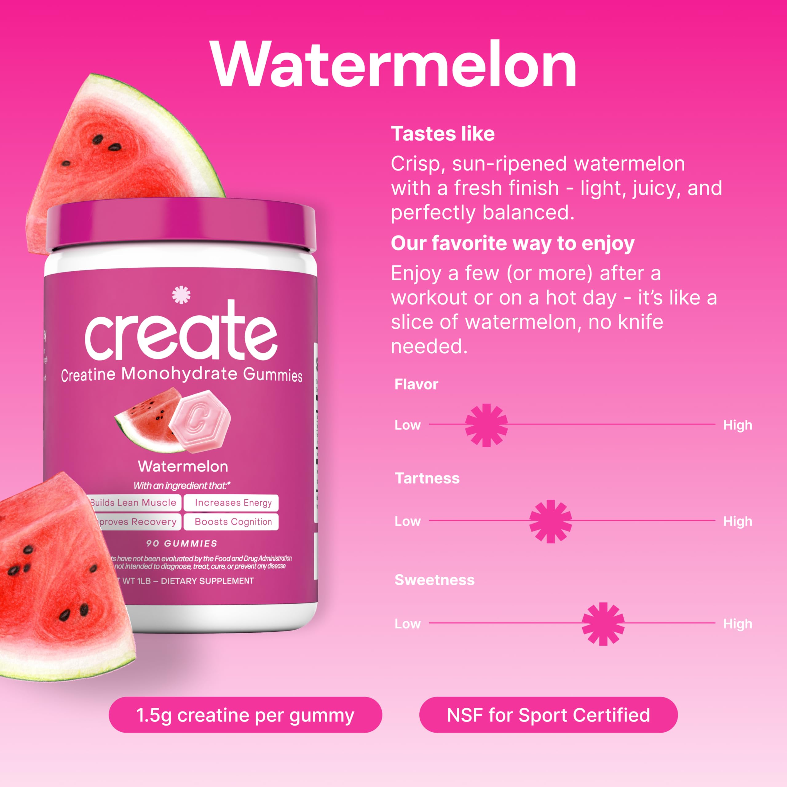 Create Creatine Gummies on-the-go scene shows easy training supplementation.