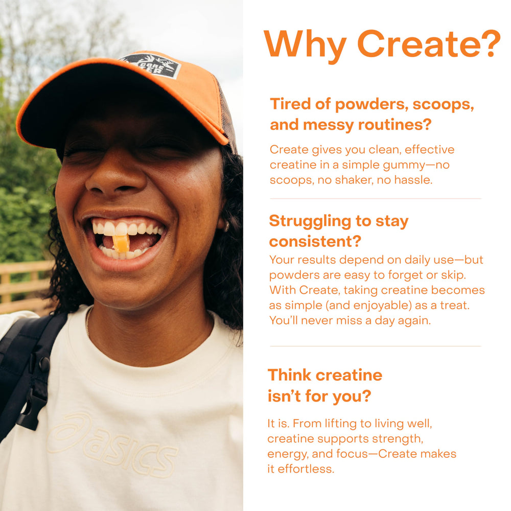 Gummy with label shows 1.5g creatine per serving.