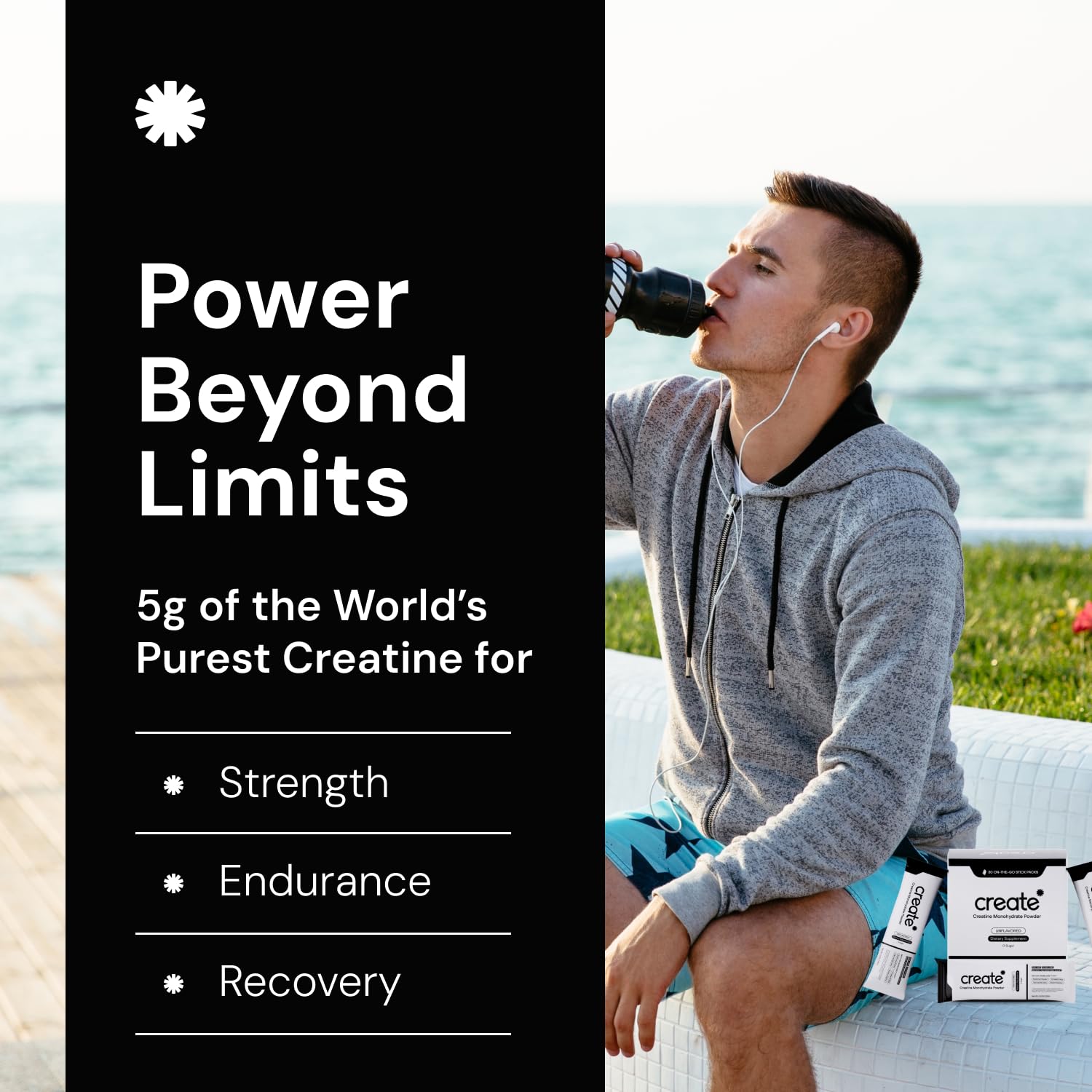Create unflavored stick mix offers versatile use in water or smoothies.