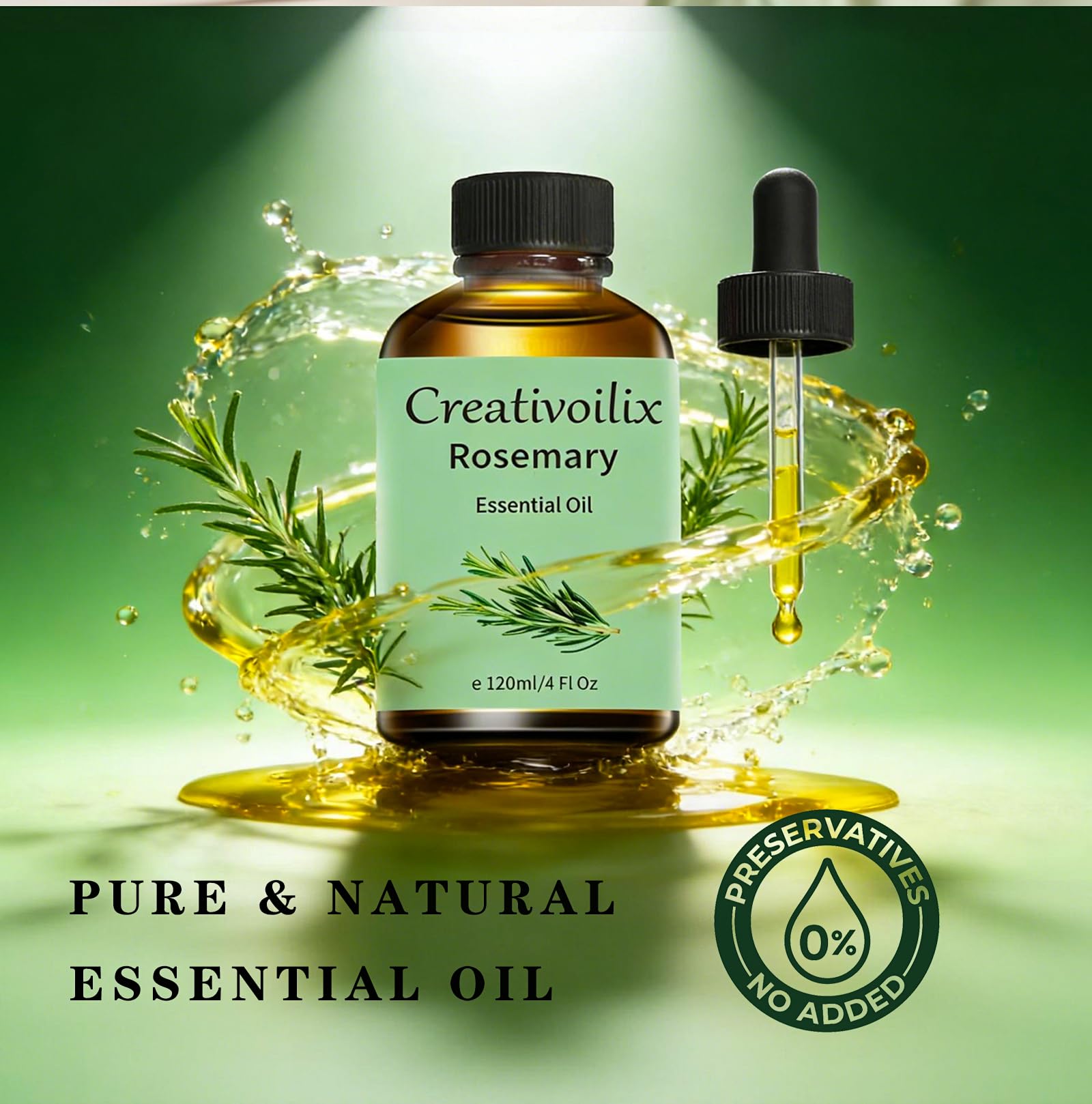 Creativoilix rosemary aromatherapy oil enhances moments of calm and focus.
