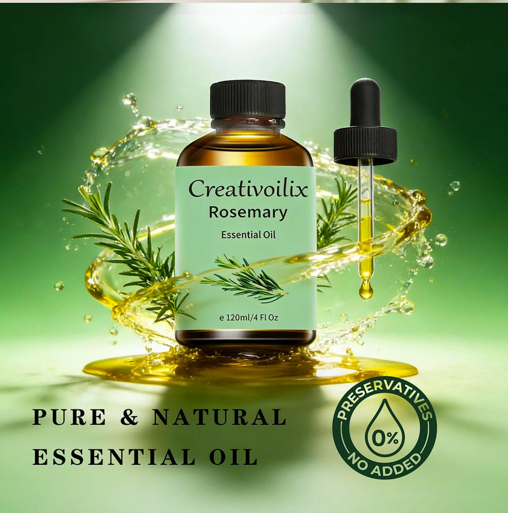 Creativoilix rosemary aromatherapy oil enhances moments of calm and focus.