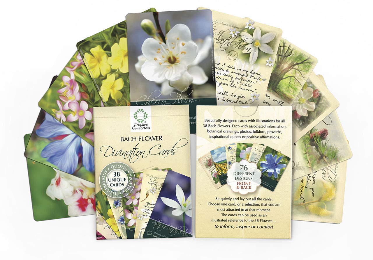 Creature Comforters Bach Flower card illustration featuring folklore quotes for daily inspiration