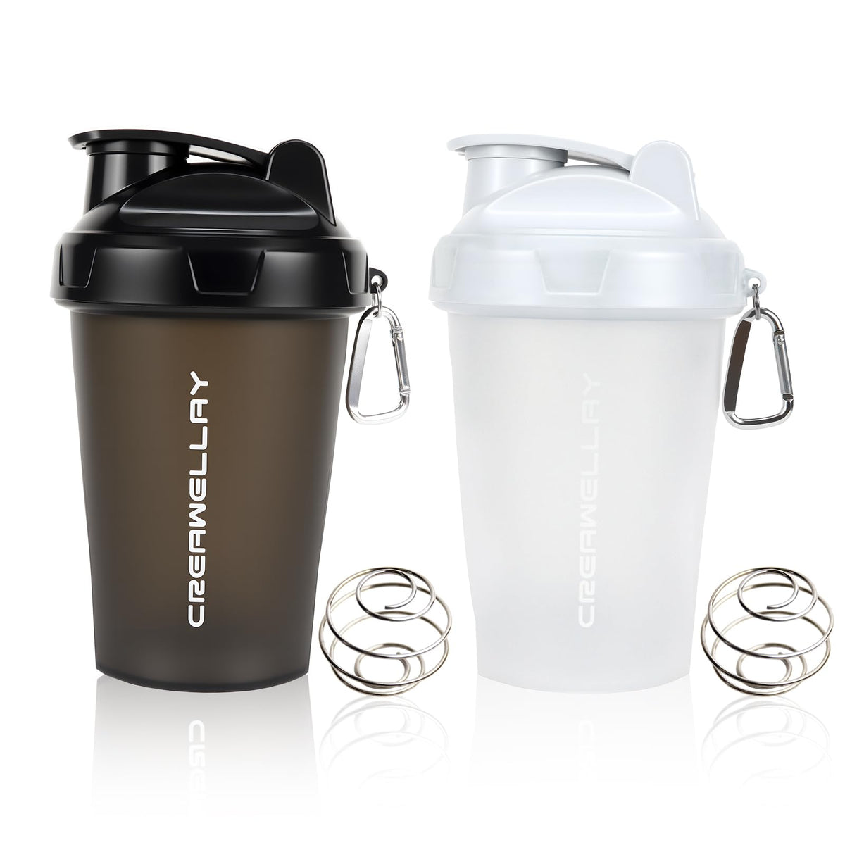 CREAWELLAY 2-pack shaker bottles in front view for on-the-go protein shakes