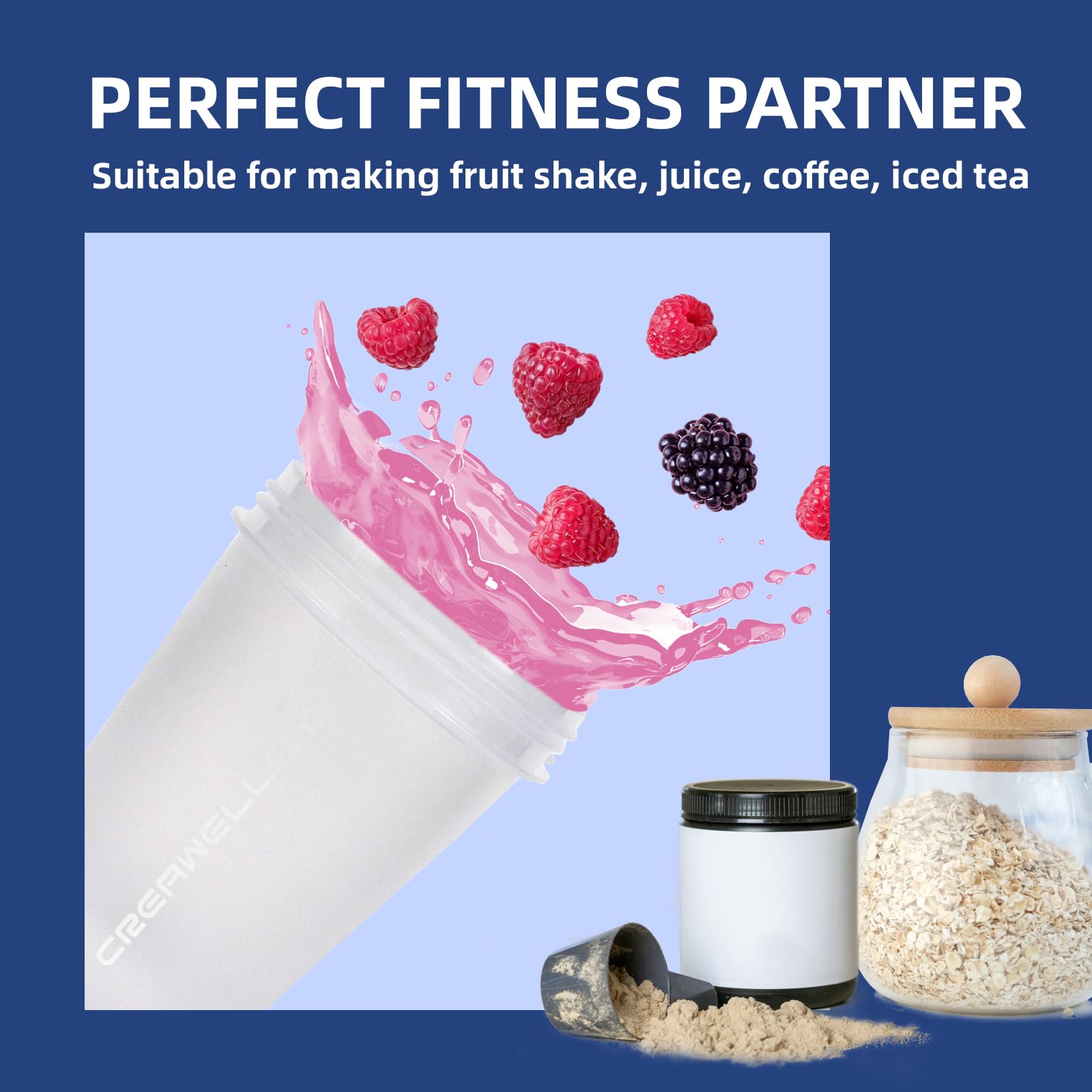 Black CREAWELLAY 17oz shaker bottle ready for active routines