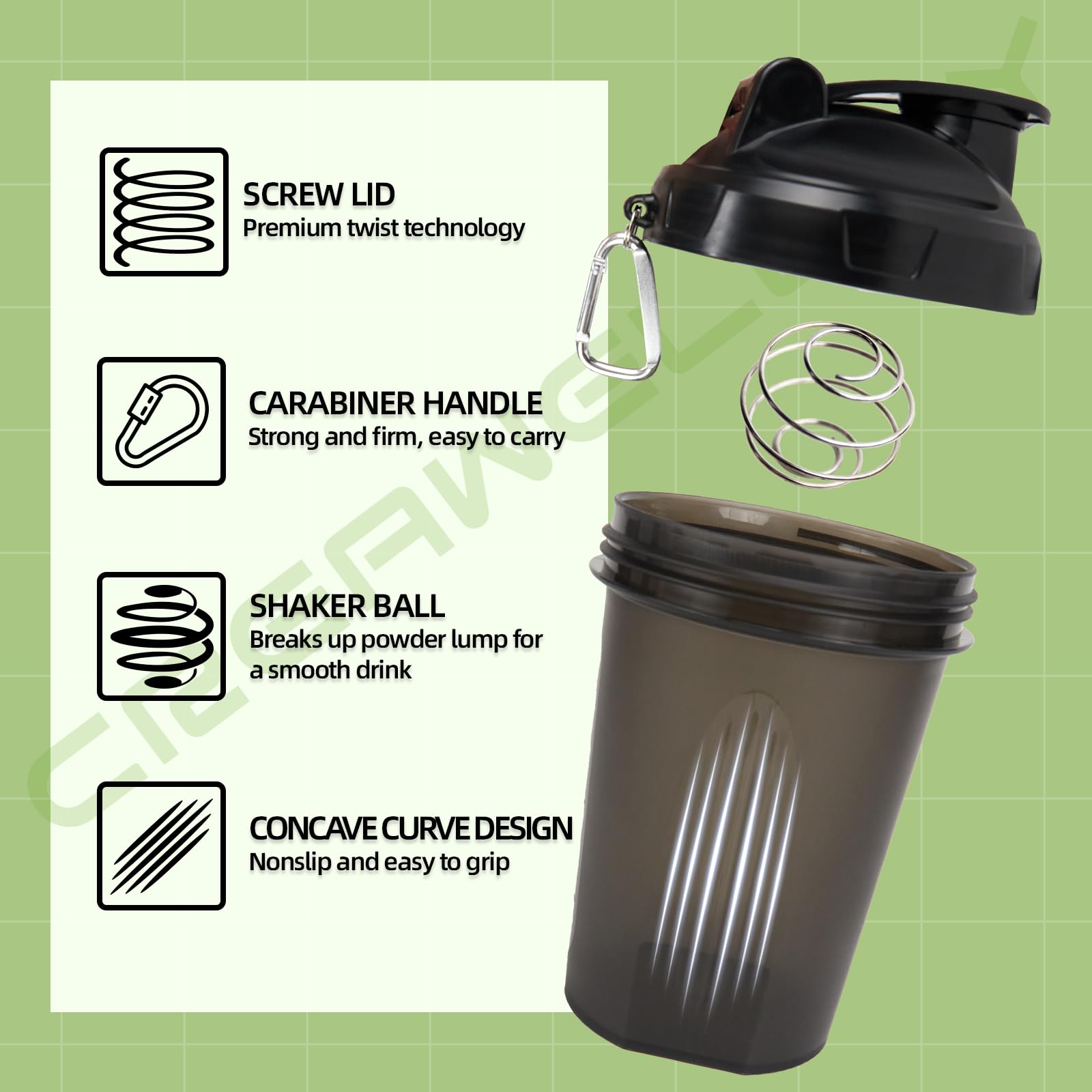 CREAWELLAY BPA-free shaker cups for safe, easy cleaning.