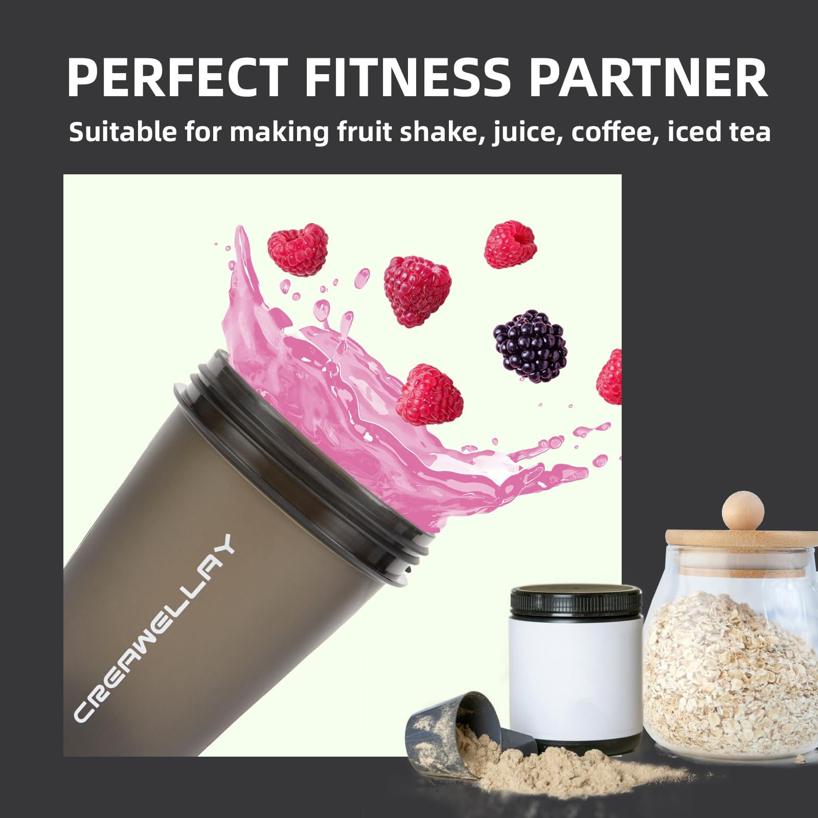 CREAWELLAY compact workout bottle for easy carry in bag.