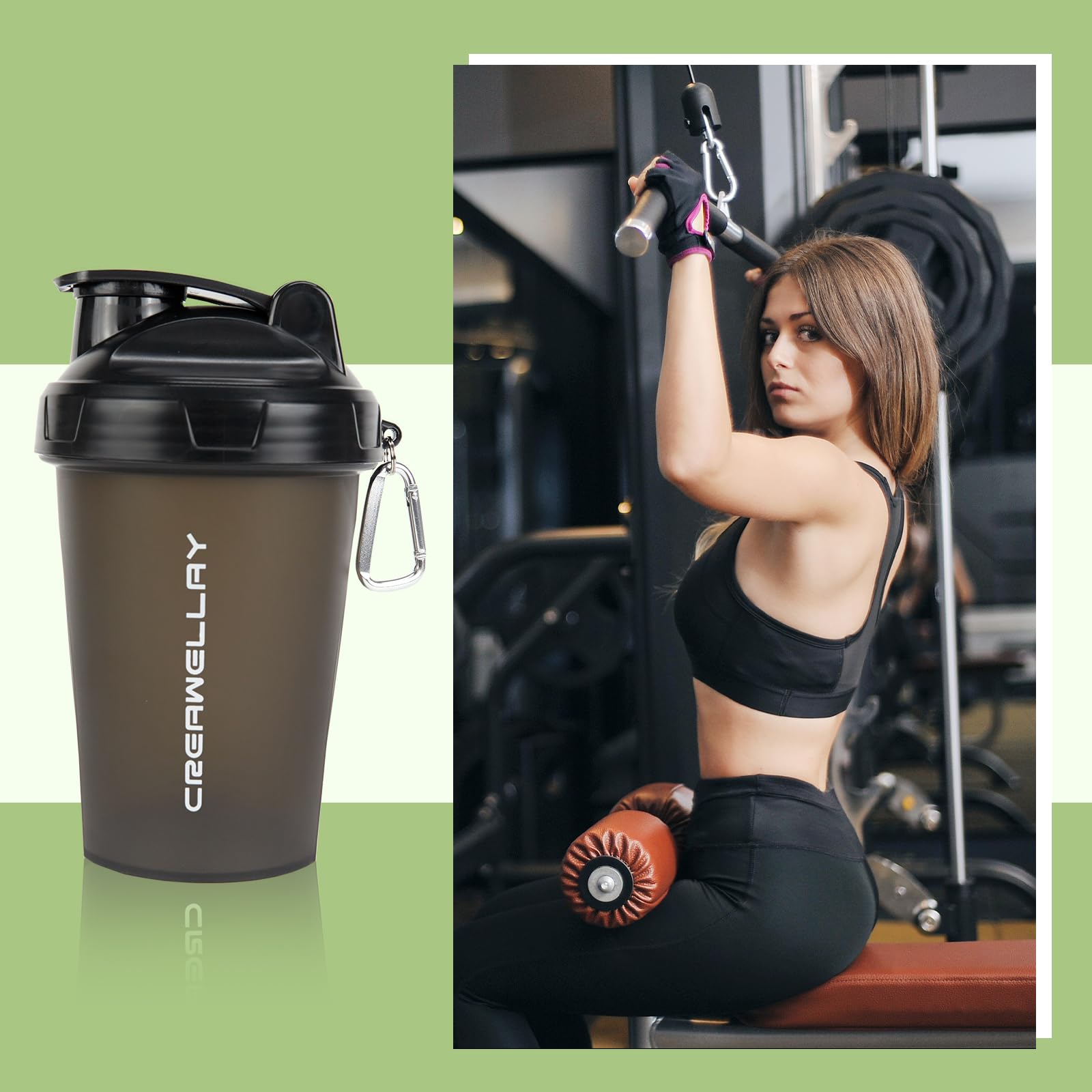 CREAWELLAY gym-bag ready shaker set for versatile blends.