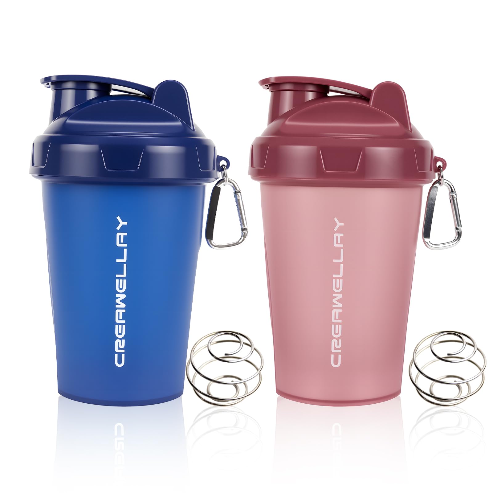 CREAWELLAY shaker bottle blue side view for on-the-go protein blends