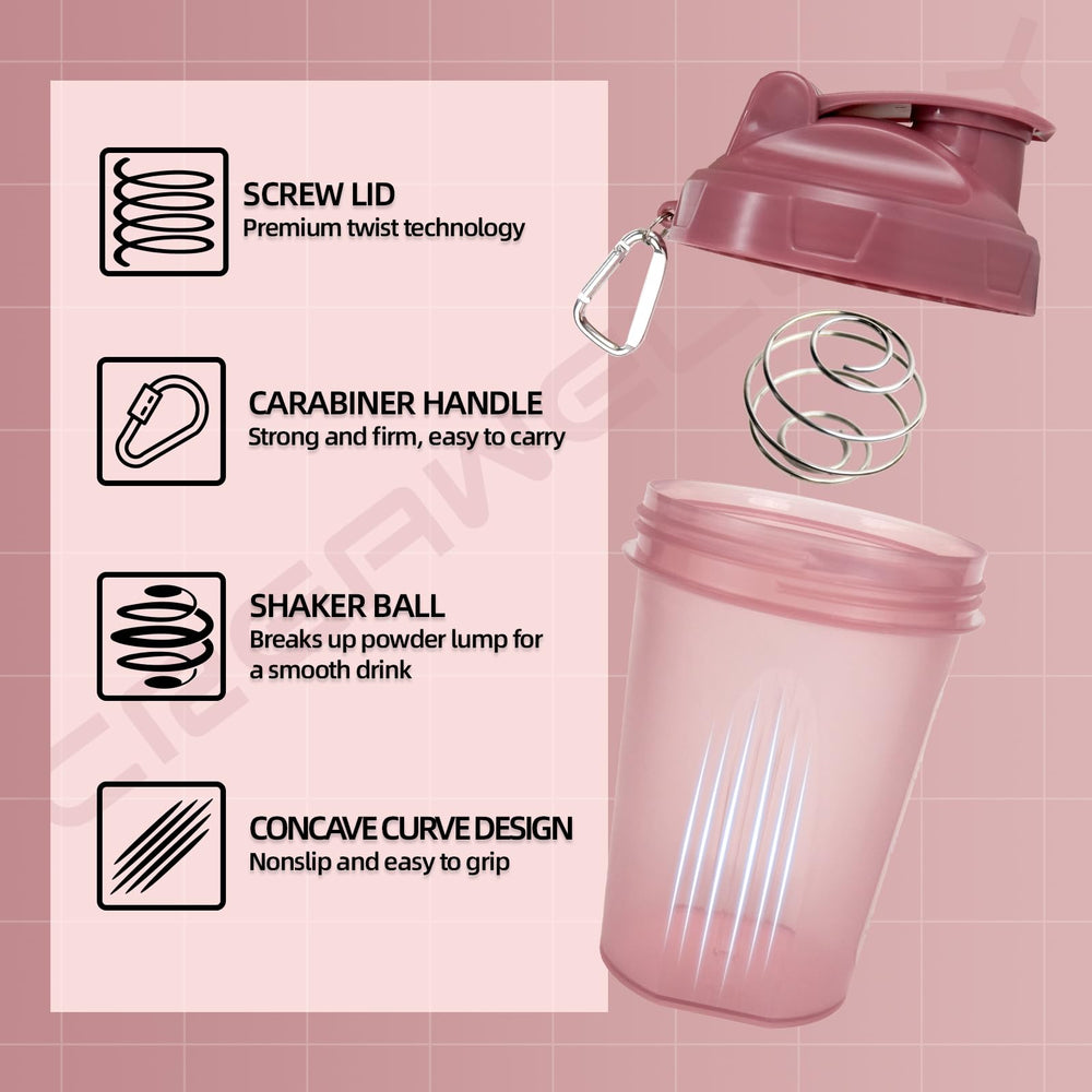 CREAWELLAY pink shaker bottle side view ideal for post-workout smoothies