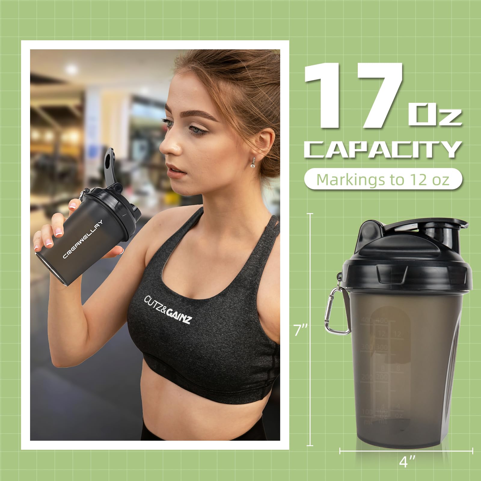 CREAWELLAY shaker bottle with handle for easy carrying during workouts