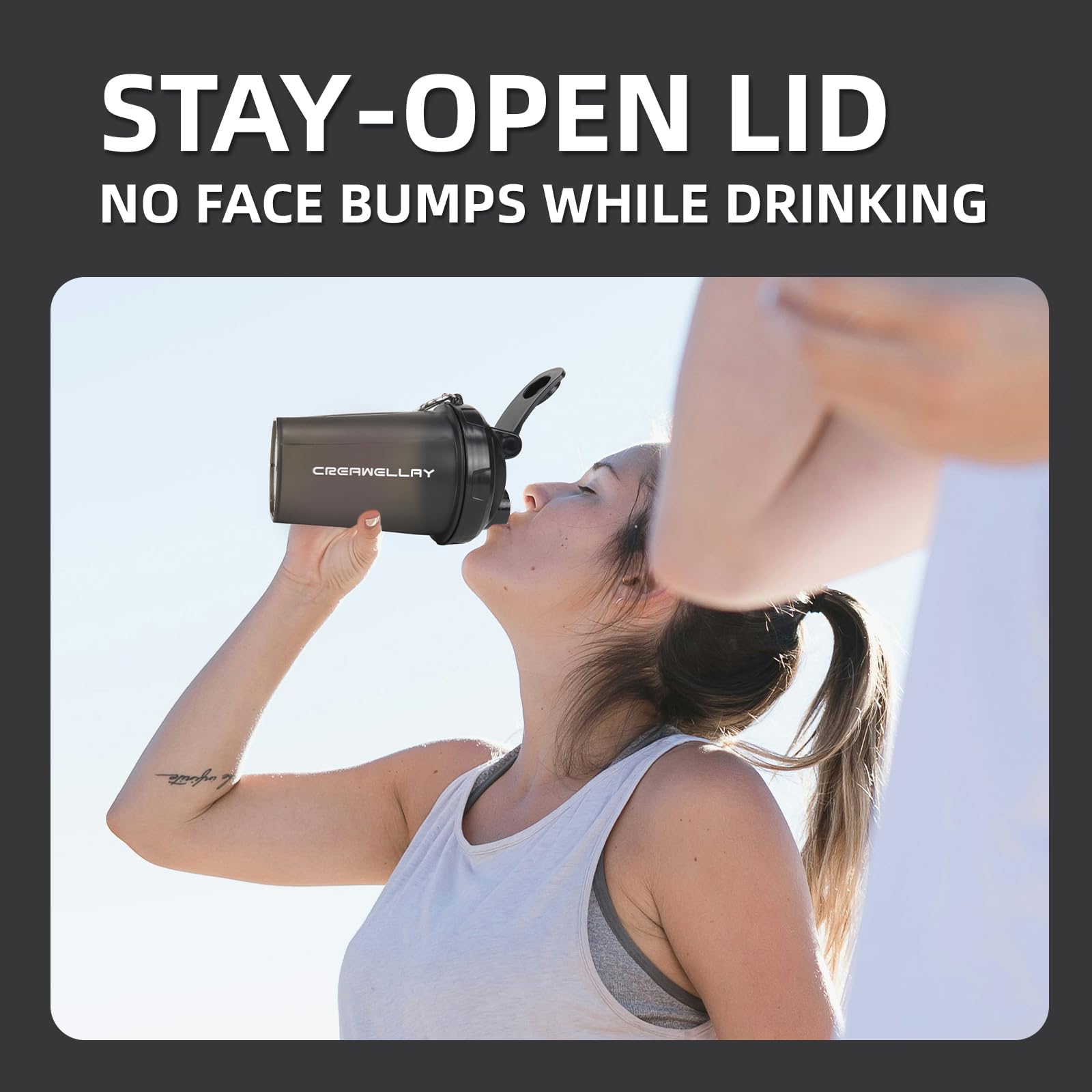 CREAWELLAY shaker cup with mixing ball for smooth blends.