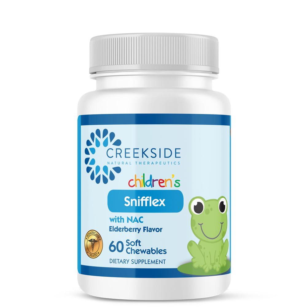 Creekside Naturals Snifflex bottle with elderberry chewables for daily sinus support