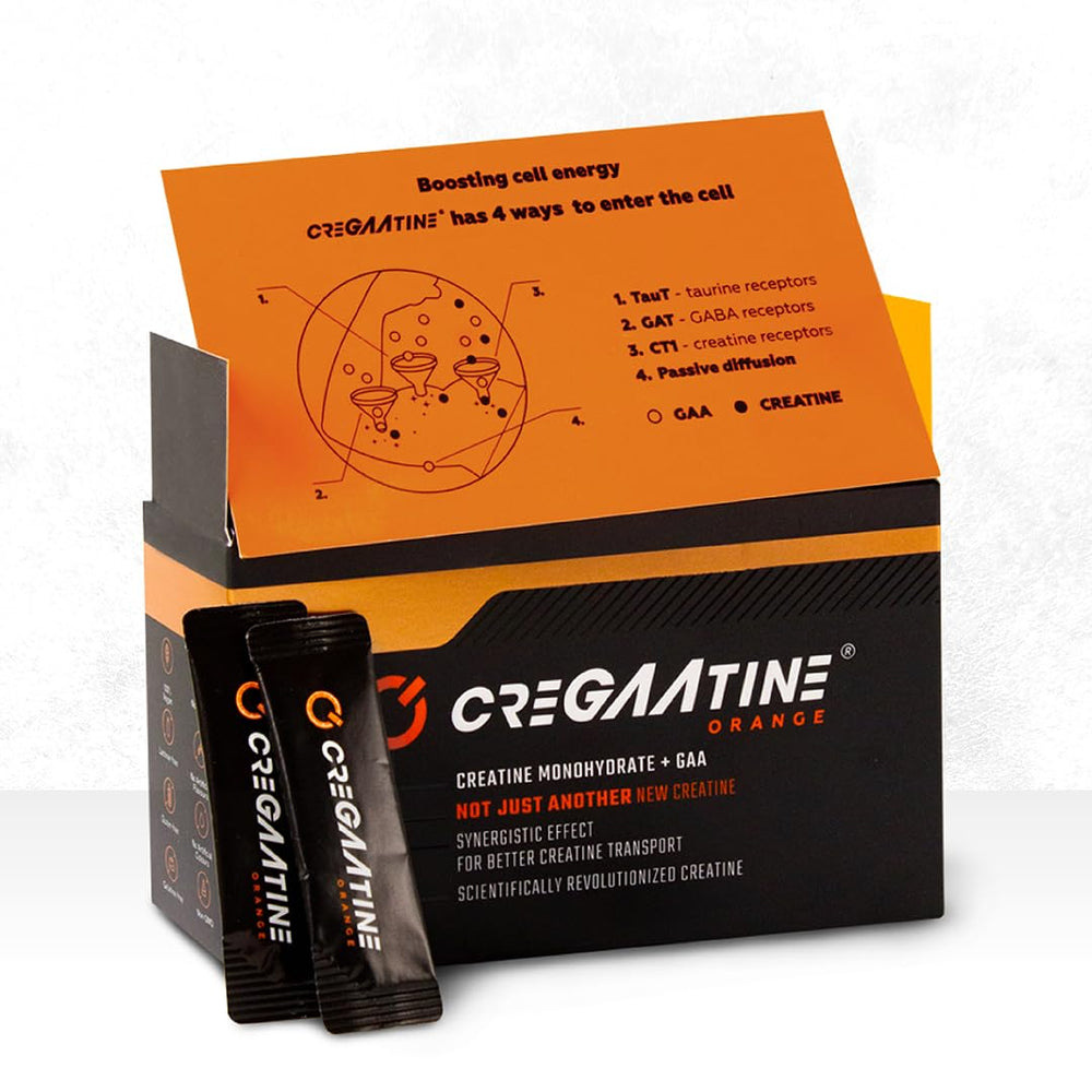 CreGAAtine packaging with triple-layer pouch preserving potency for athletes