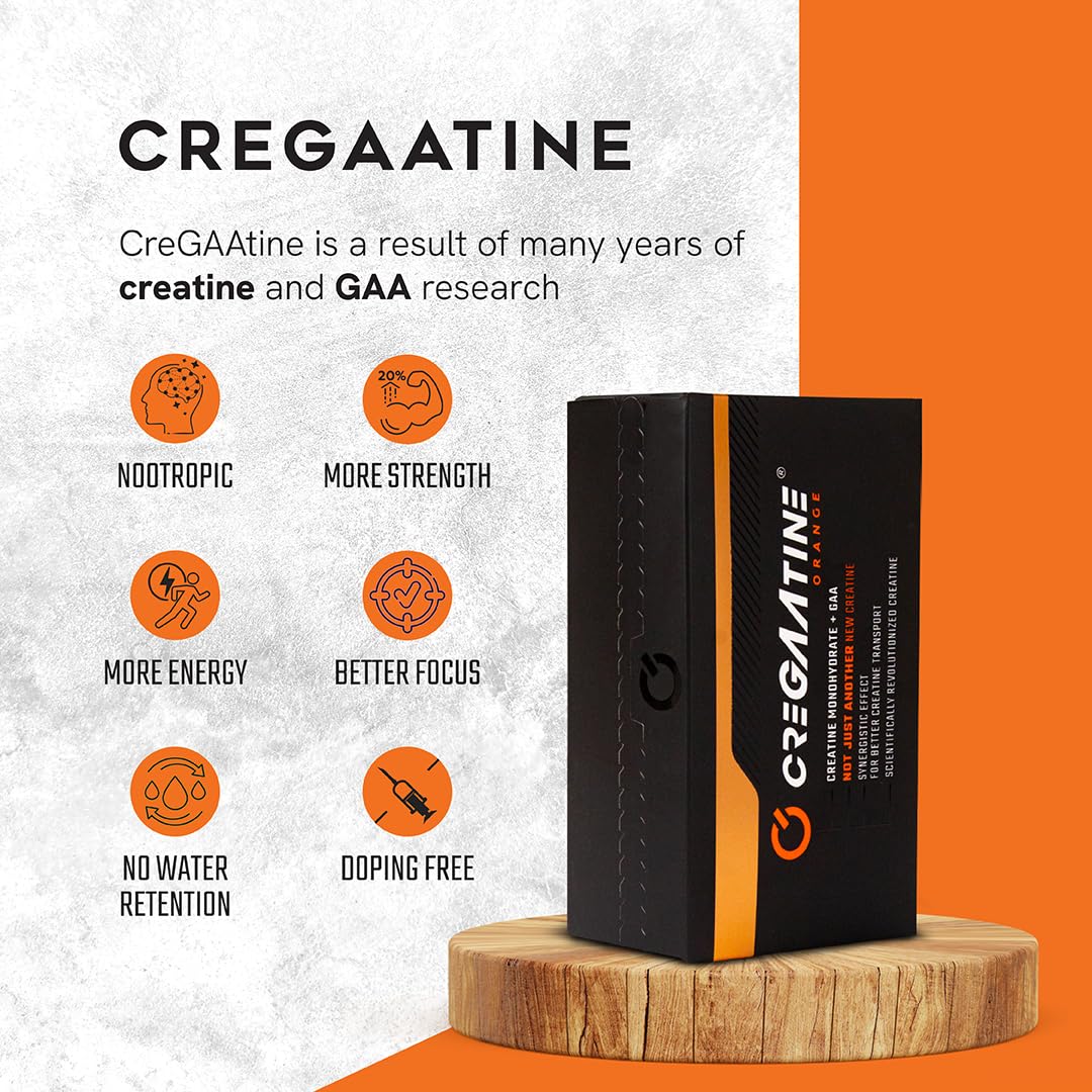 CreGAAtine orange single-serve sachet ready to mix before training