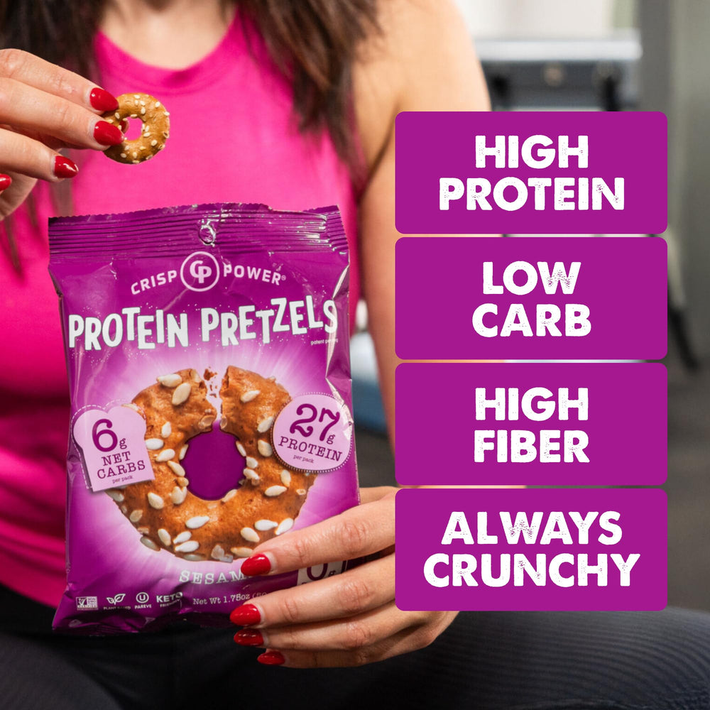 CRISP POWER Plant-based pretzels suitable for vegan diets