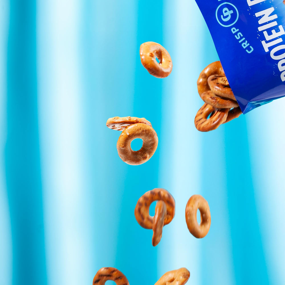 Crisp Power Sea Salt Pretzels 24-pack display for bulk snacking.