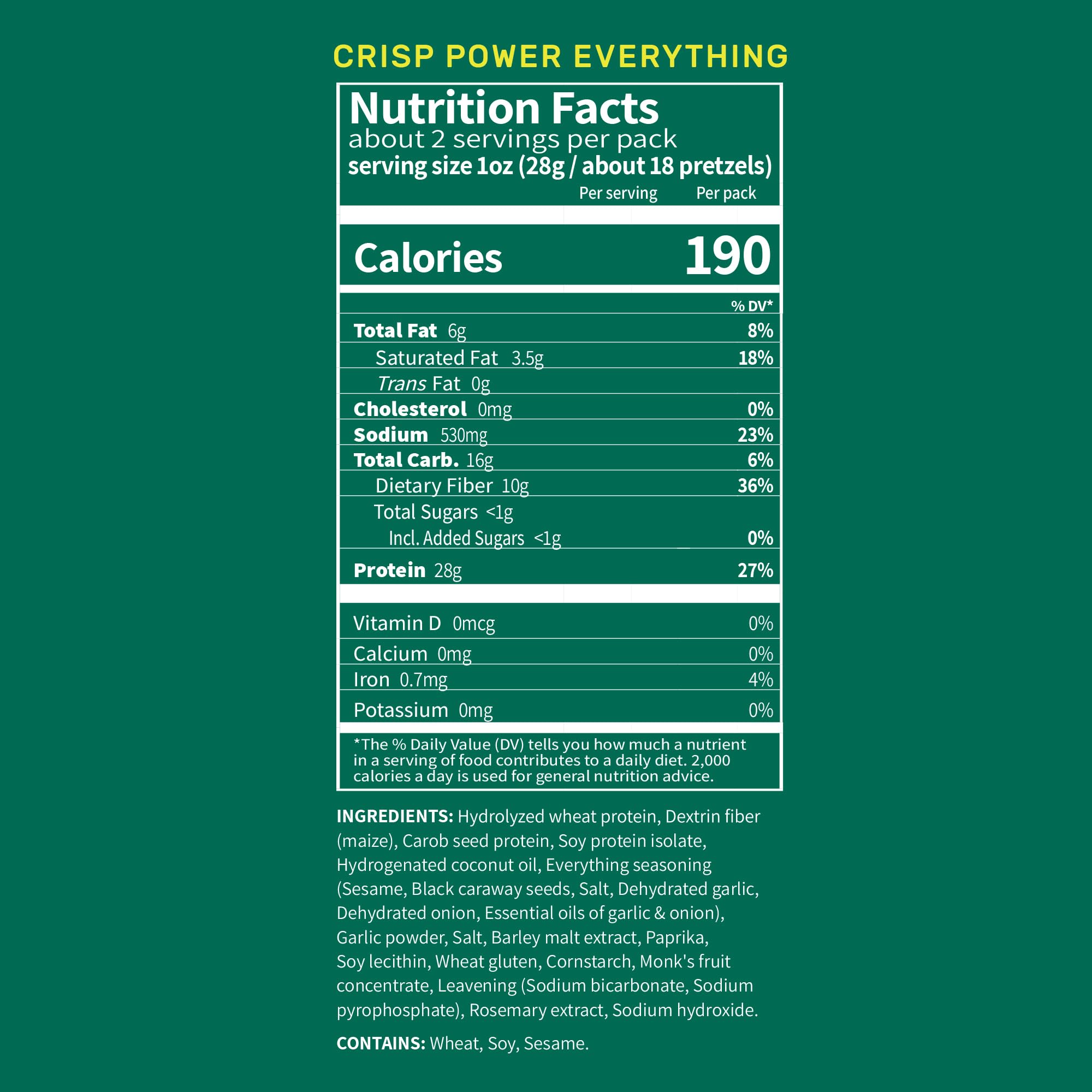 Crisp Power Protein Pretzels Crunch Closeup showing ultra-crunchy texture.