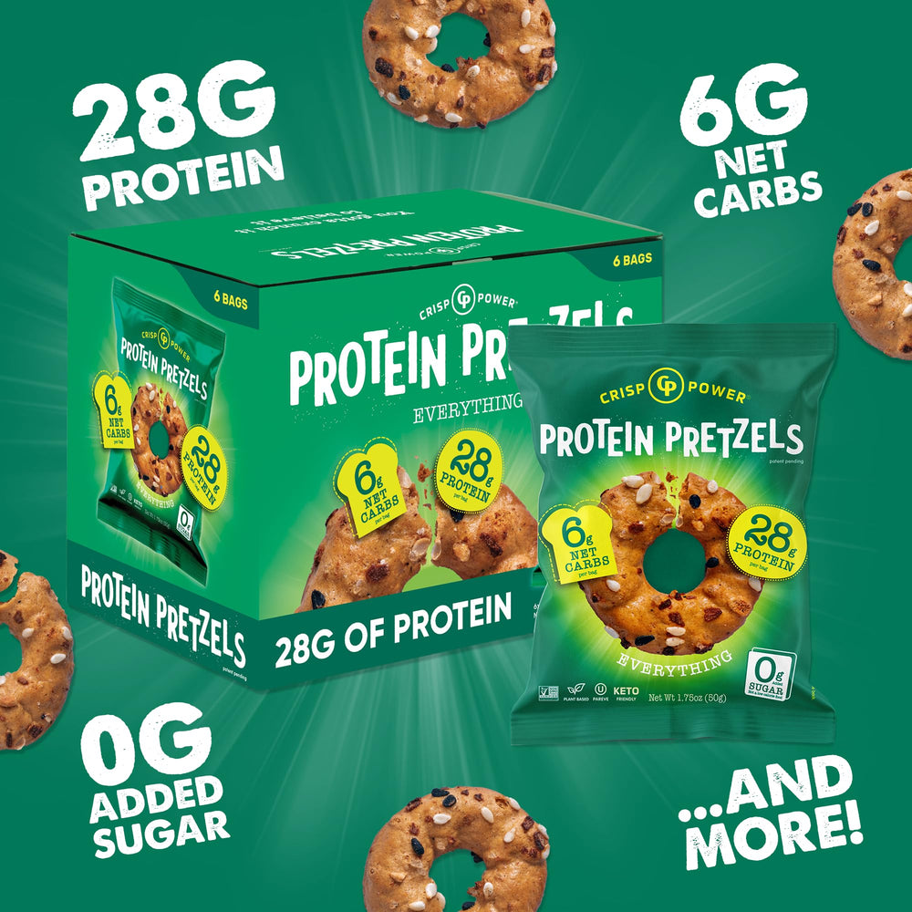 Crisp Power Protein Pretzels On The Go Pack for convenient snacking.
