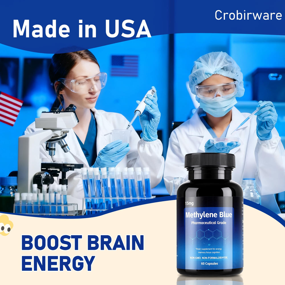 Crobirware Methylene Blue Capsules – 99.99% Pure USP-Grade, Cognitive ...