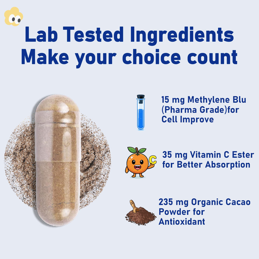 Crobirware Methylene Blue Capsules – 99.99% Pure USP-Grade, Cognitive ...