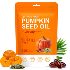 Crobirware pumpkin seed oil bottle on shelf showing hair and skin support
