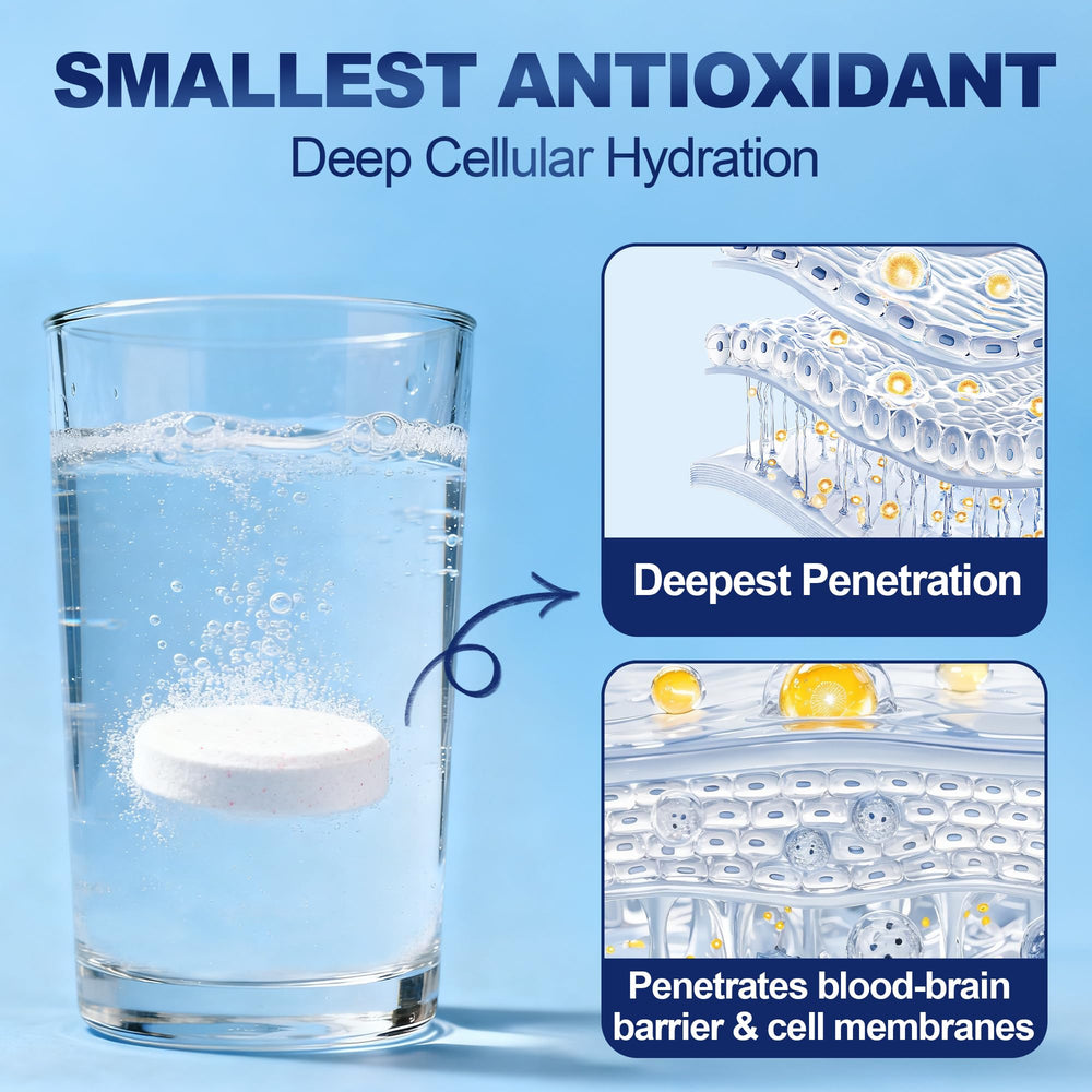 Crobirware glass of hydrogen water highlighting rapid dissolution and clarity.