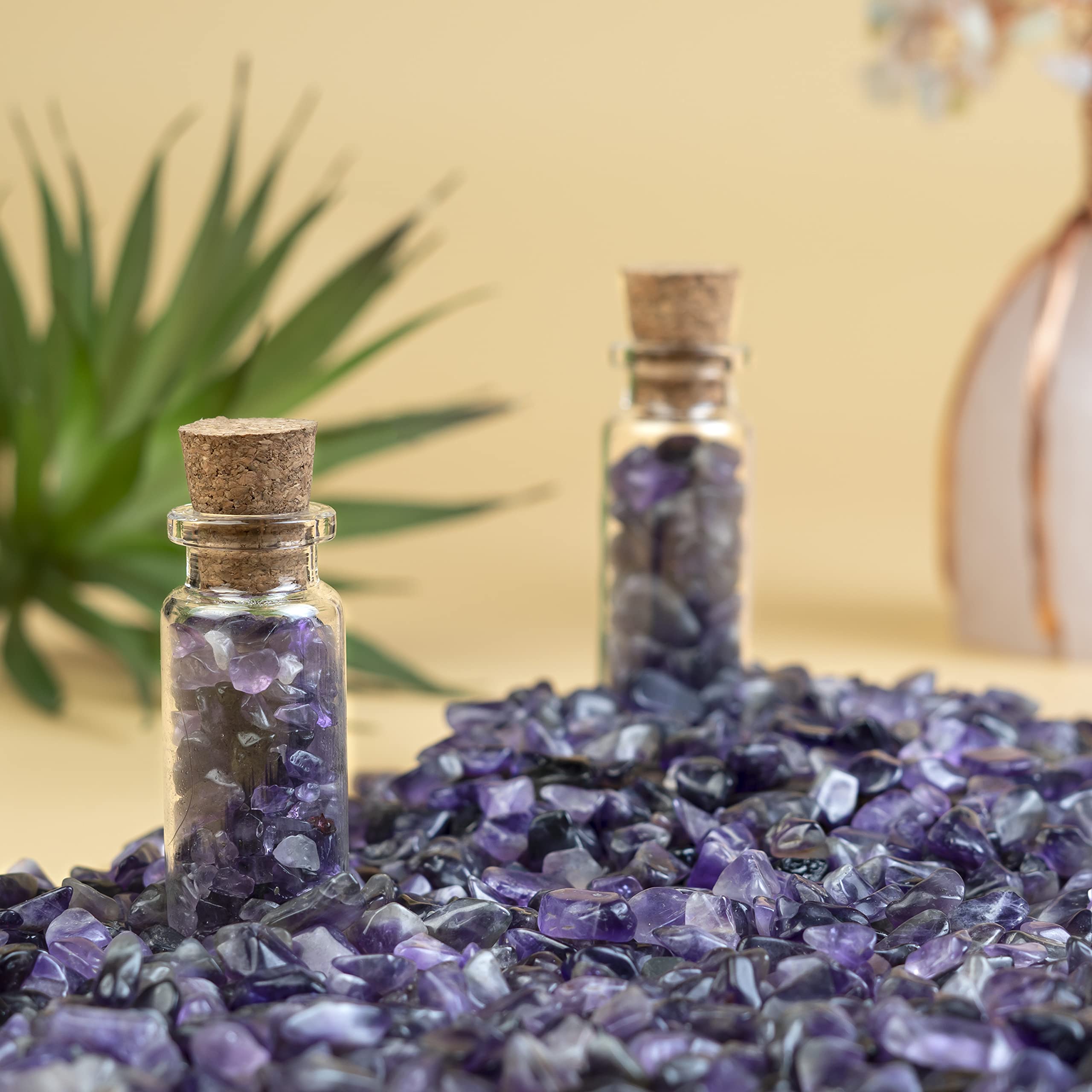 Crocon amethyst chips in aquarium and terrarium for color and interest.