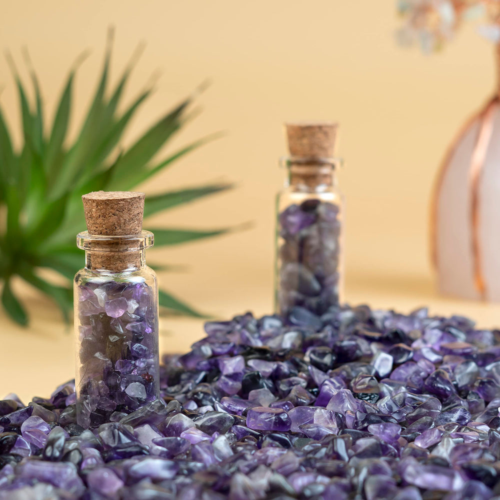 Crocon amethyst chips in aquarium and terrarium for color and interest.