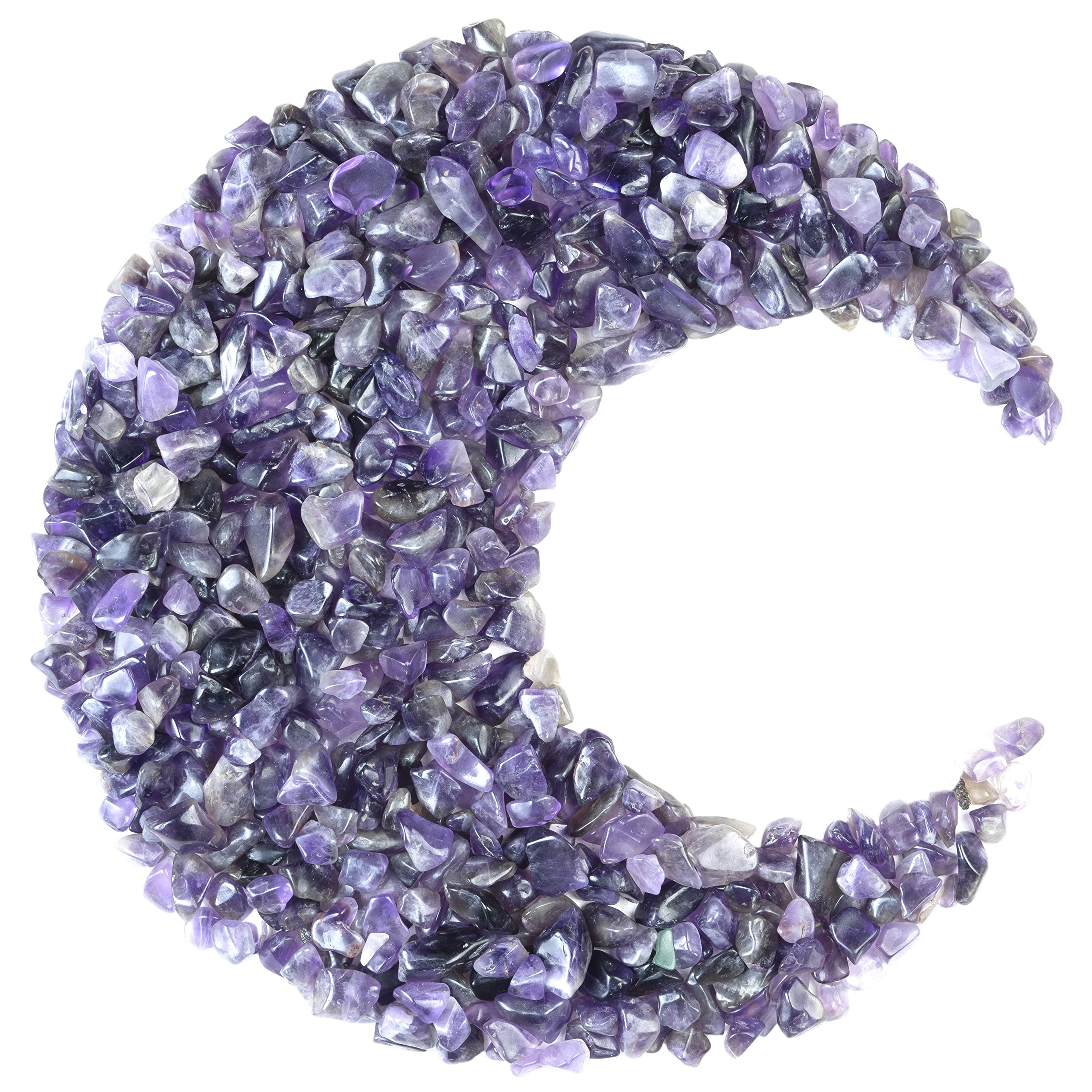 Crocon amethyst chips water reflection highlighting purple hues.