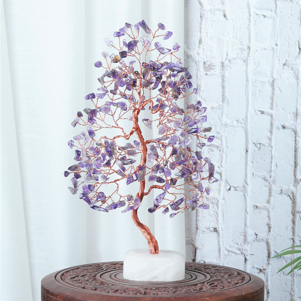 Crocon Amethyst Crystal Tree Desk Accessory promotes calm focus during work.