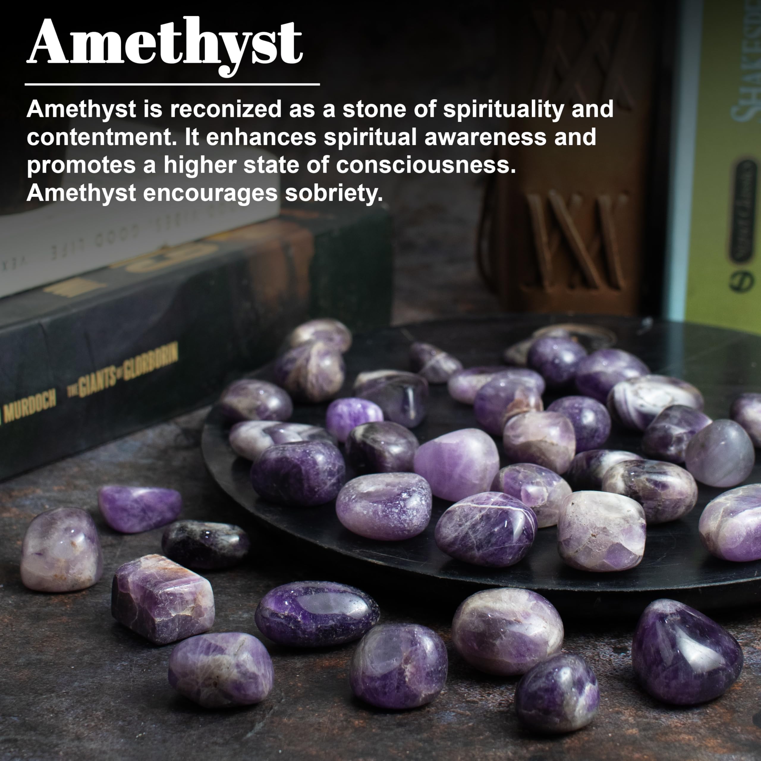 Crocon amethyst tumbled stones with pouch for easy storage and projects.