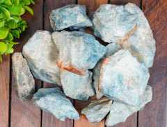 Crocon aquamarine rough stones close-up showing color and natural sparkle for energy work