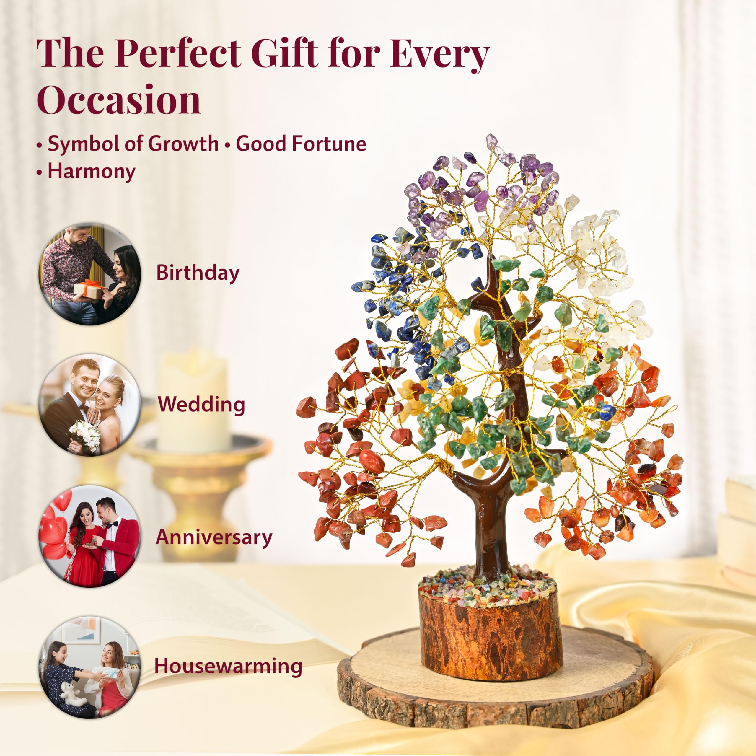 Crocon chakra tree desk prosperity spot for focused work and good vibes.
