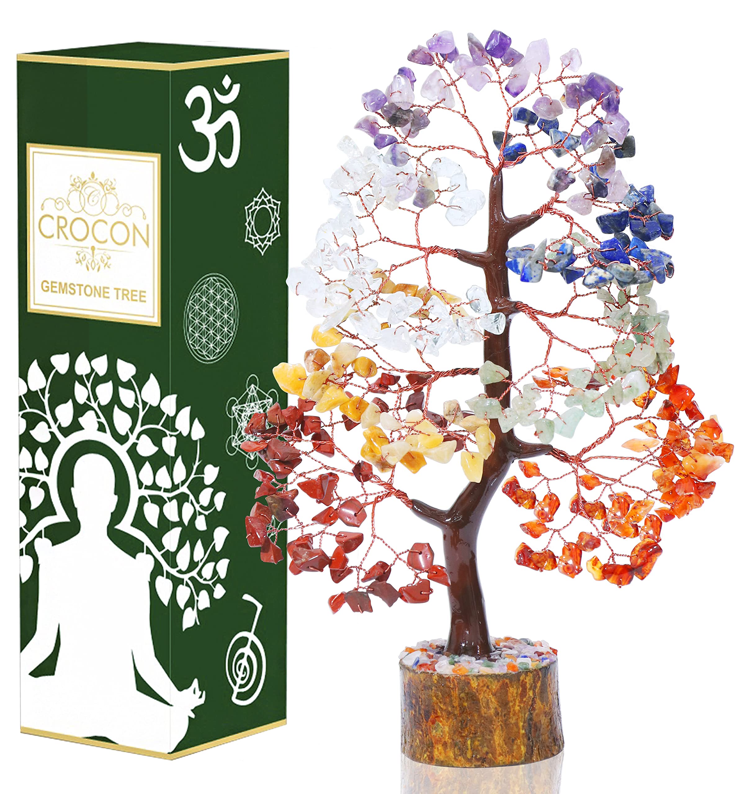 Crocon chakra tree of life gemstone image focusing on colorful beads for positive energy.