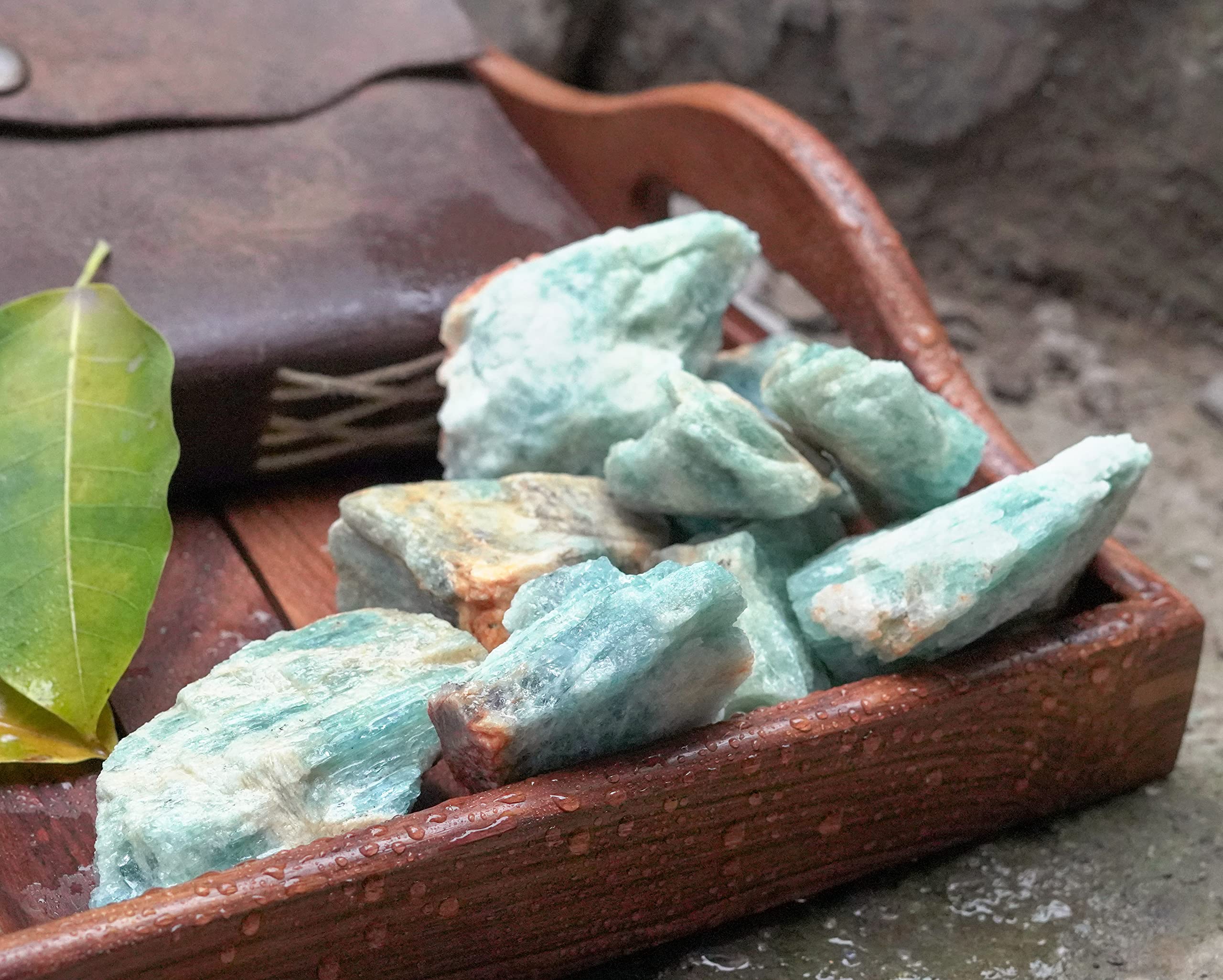 Crocon aquamarine crystals for altar grid decor