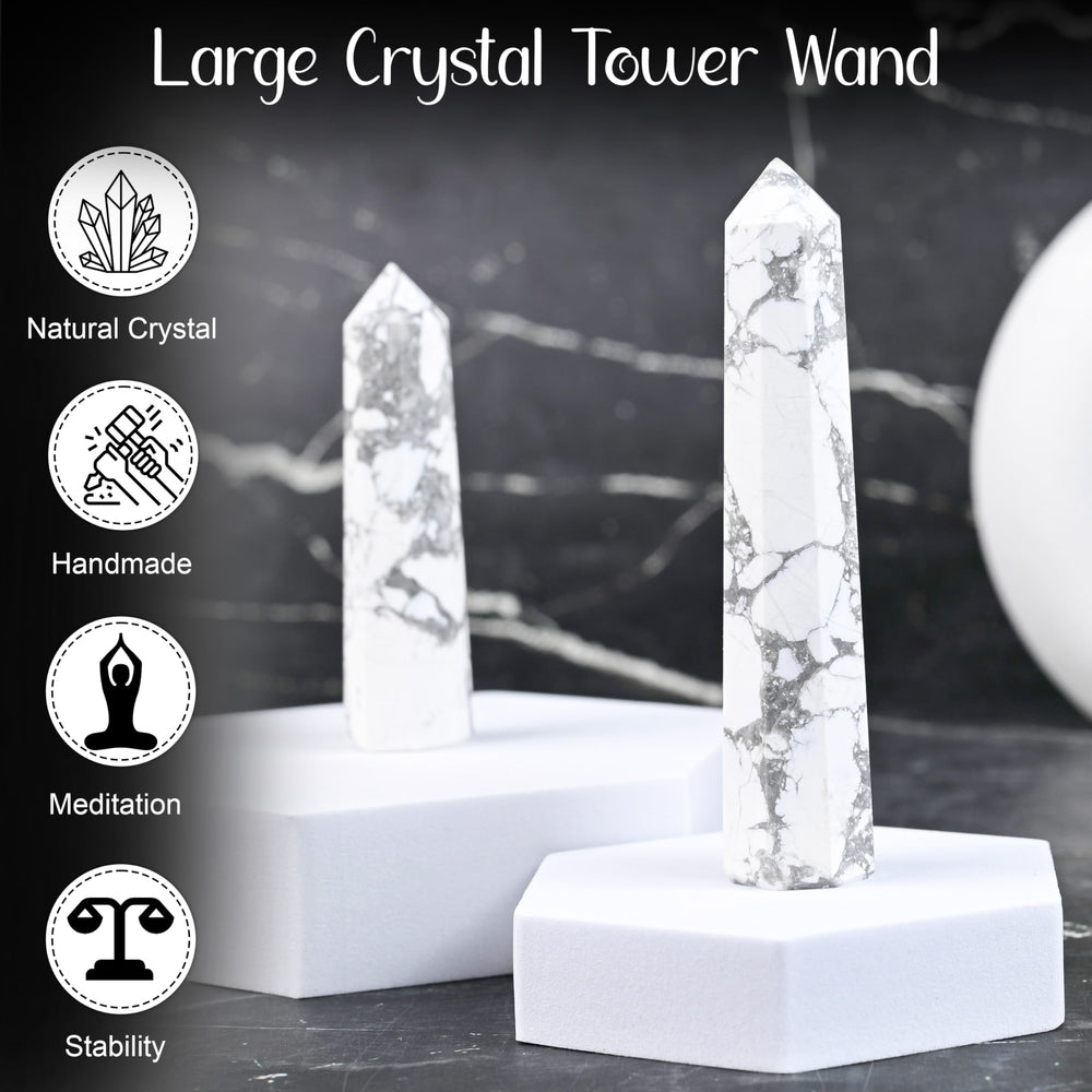 Crocon crystal tower wand on desk supports Reiki-inspired calm at work.