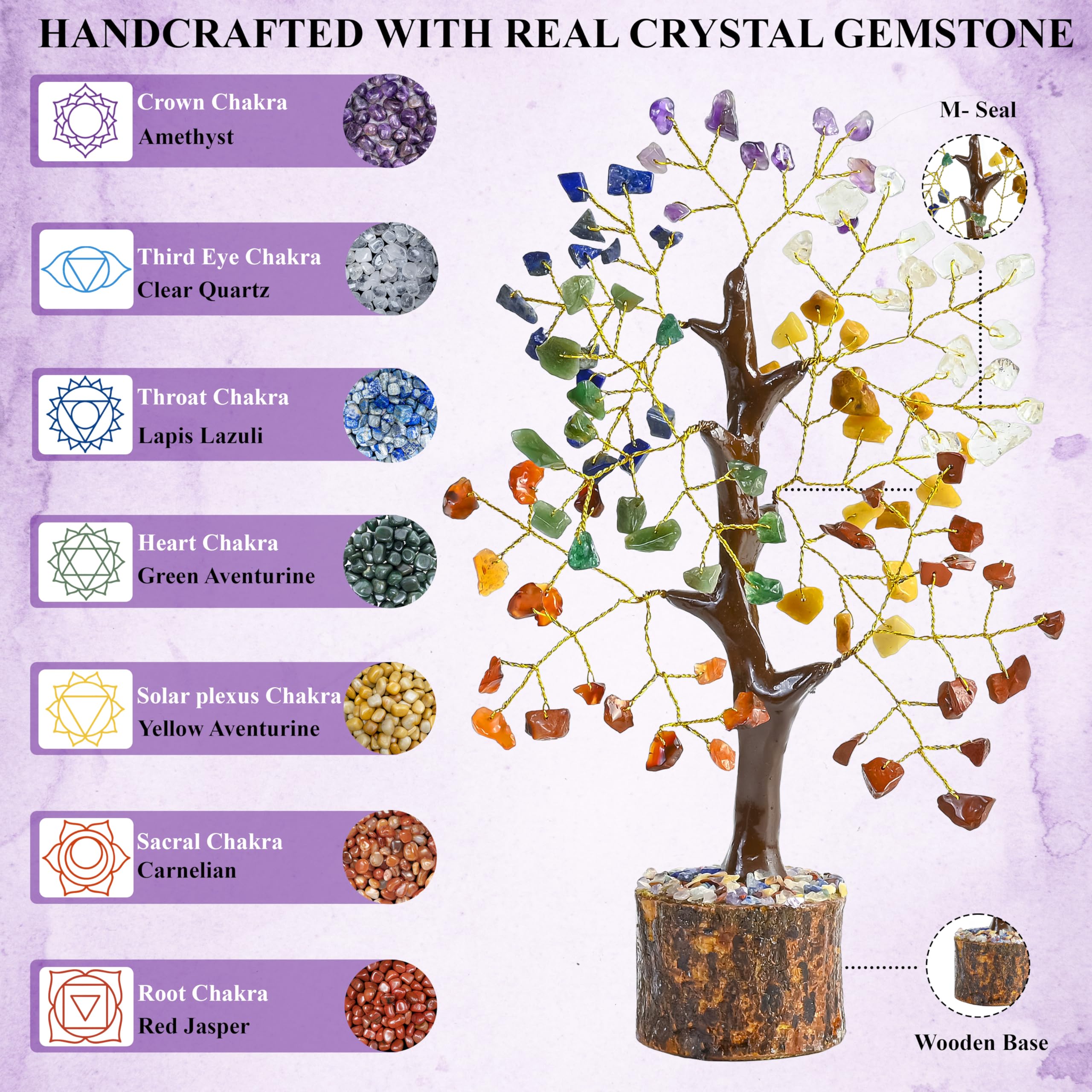 Crocon crystal tree home decor radiates color and balance.