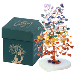 Crocon Crystals Heart Base Tree with seven chakra gemstones for focused meditation.