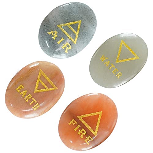 Crocon Earth palm stone with triangle engraving for grounding rituals