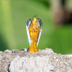 Crocon gemstone angel figurine enhances positivity and serenity in your space