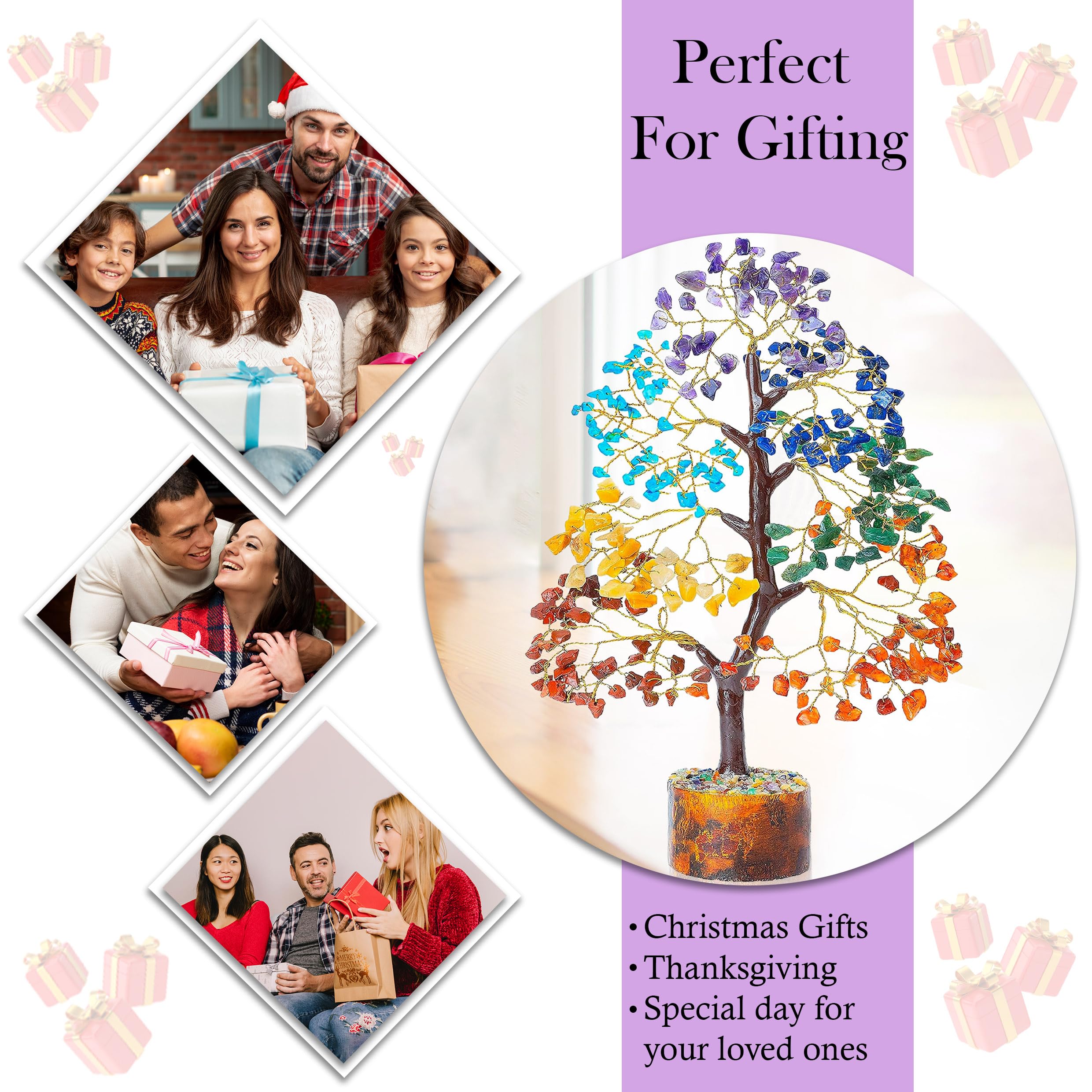 Crocon gemstone tree of life for positive energy on desk or shelf
