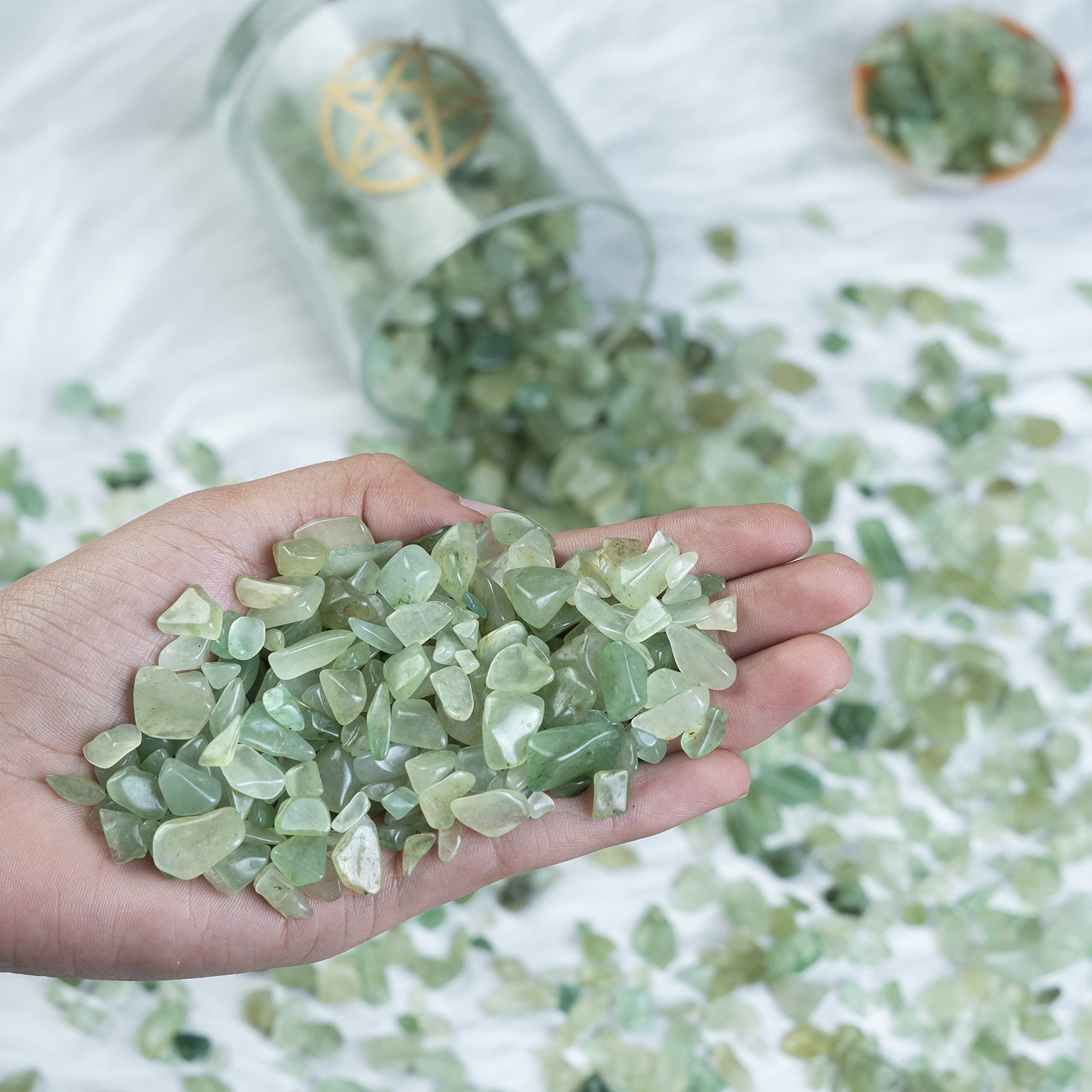 Crocon green jade chips bulk 235g ideal for crystal grids and energy spaces